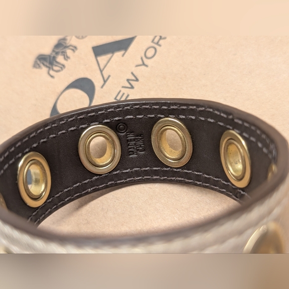 Coach Leather Bracelet - EUC - Gold 2.75 Inch Diameter - Picture 5 of 11